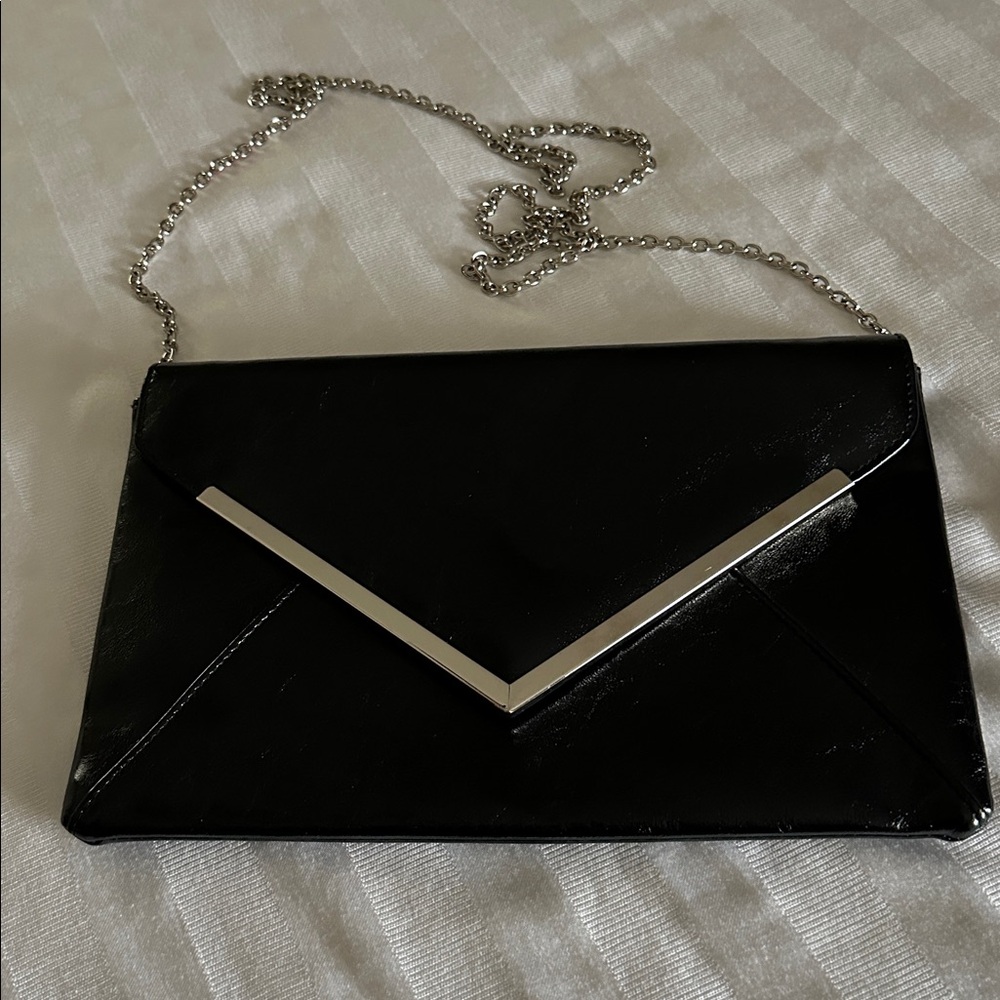 INC Black Envelope Clutch Purse